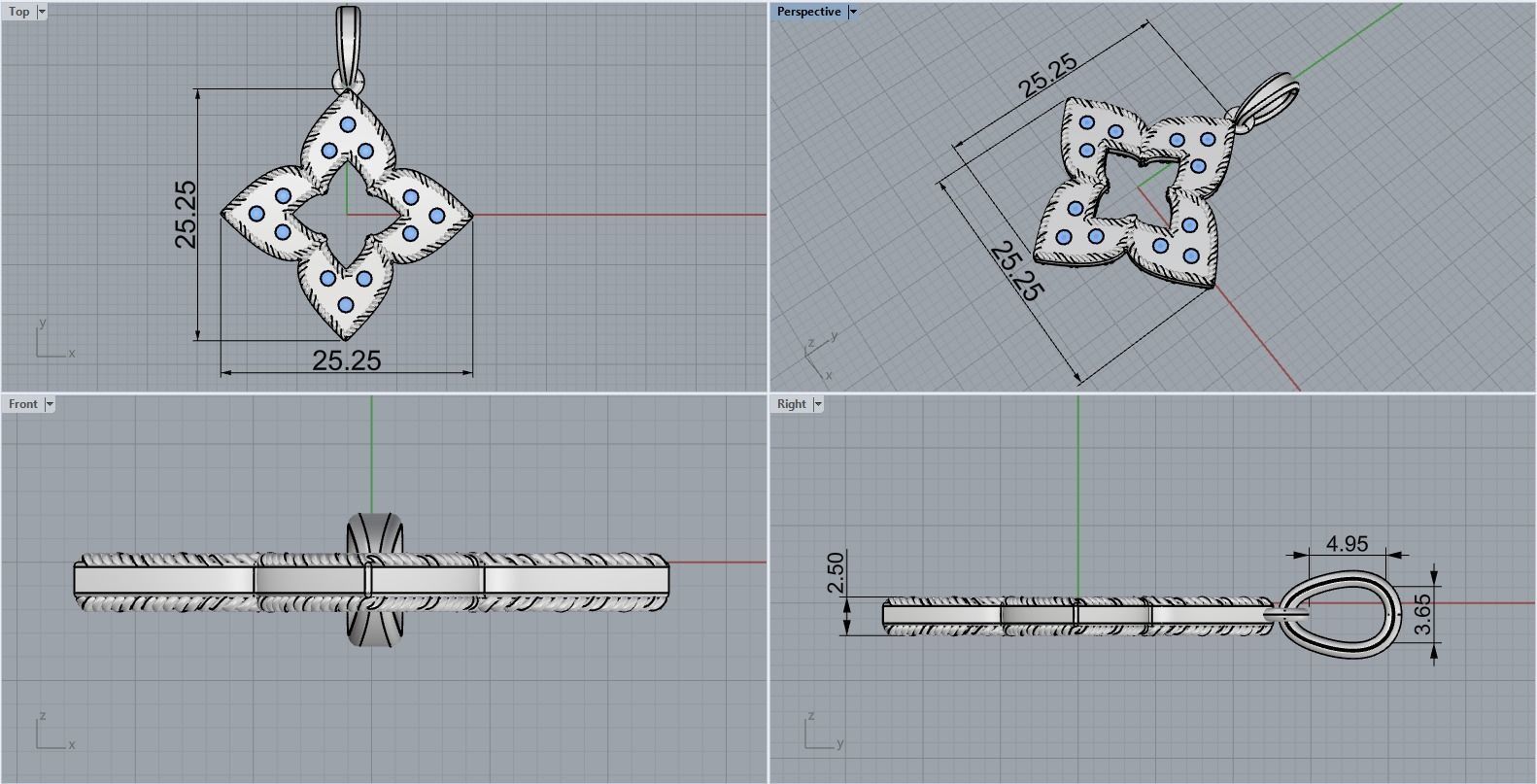 Leaf pendant model 838 3D print model_4