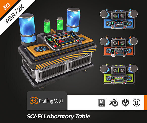 SCI-FI Laboratory Table Low-poly 3D model