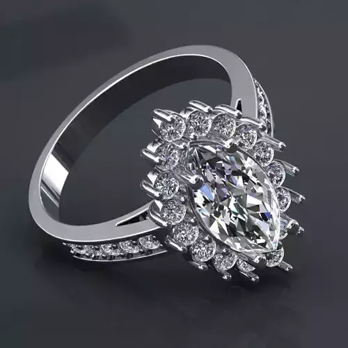 jewelry engagement ring - stone marquise 12x6mm - Printable STL 