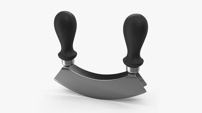 Mezzaluna with Two Blades and Plastic Handles 3D model 5