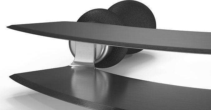 Mezzaluna with Two Blades and Plastic Handles 3D model 7