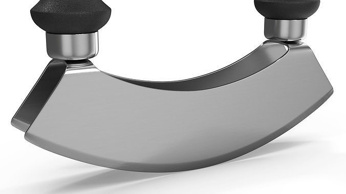 Mezzaluna with Two Blades and Plastic Handles 3D model 6