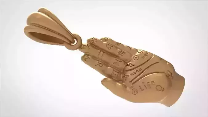 Palmistry Palm Reading Hand Fortune Teller  Witchcraft Pendant 3D print model