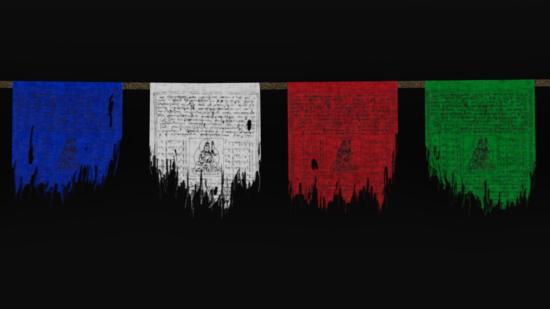 Tibetan Prayer Flags Game Ready for UE 5 or Maya Low-poly 3D model_2