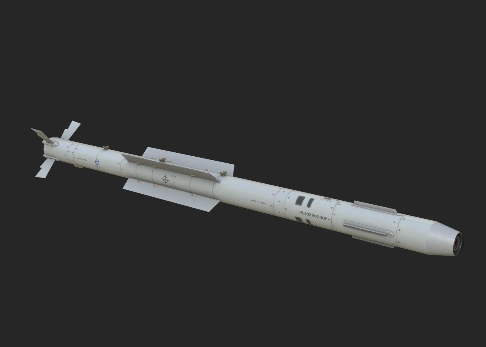 Chinese PL10 Infrared guided Air-to-Air missile PL-10 Low-poly 3D model_4