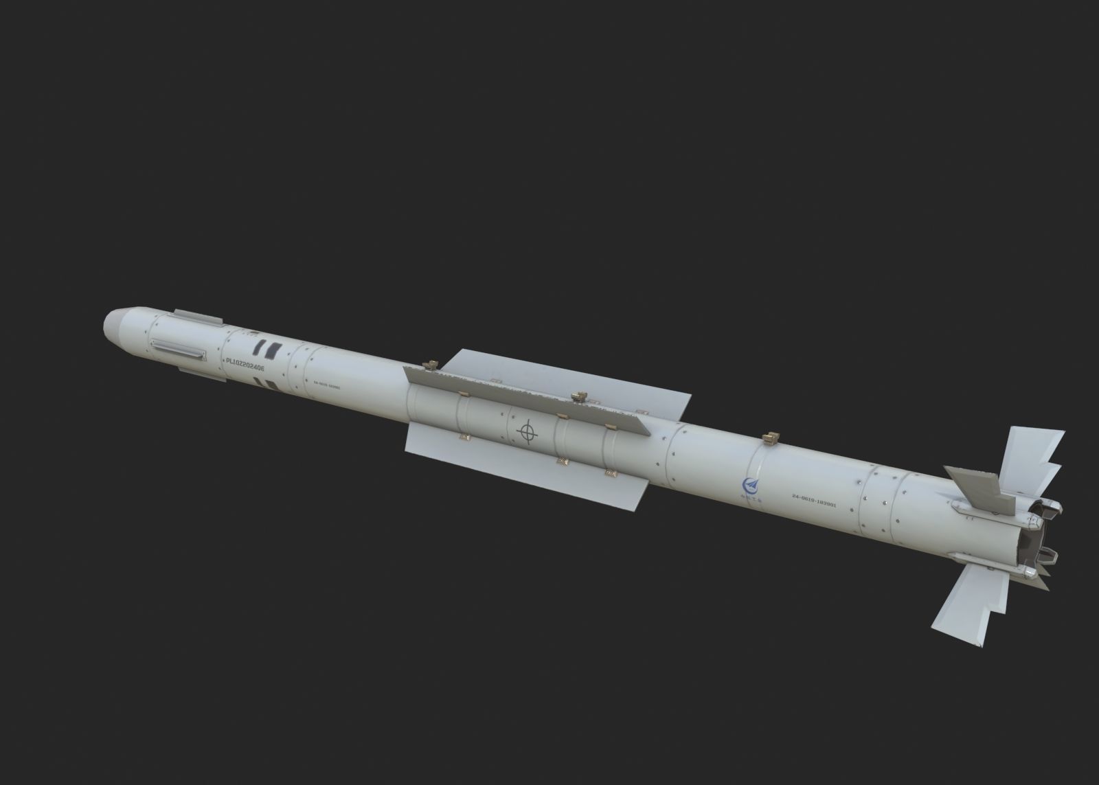 Chinese PL10 Infrared guided Air-to-Air missile PL-10 Low-poly 3D model_3