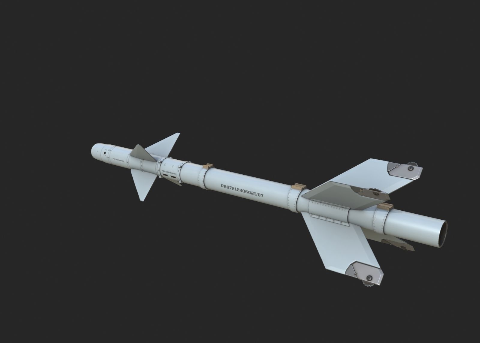 Chinese PL8 Infrared guided Air-to-Air missile PL-8 Low-poly 3D model_4