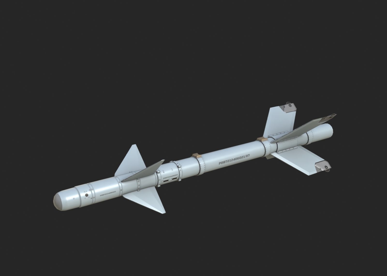 Chinese PL8 Infrared guided Air-to-Air missile PL-8 Low-poly 3D model_1