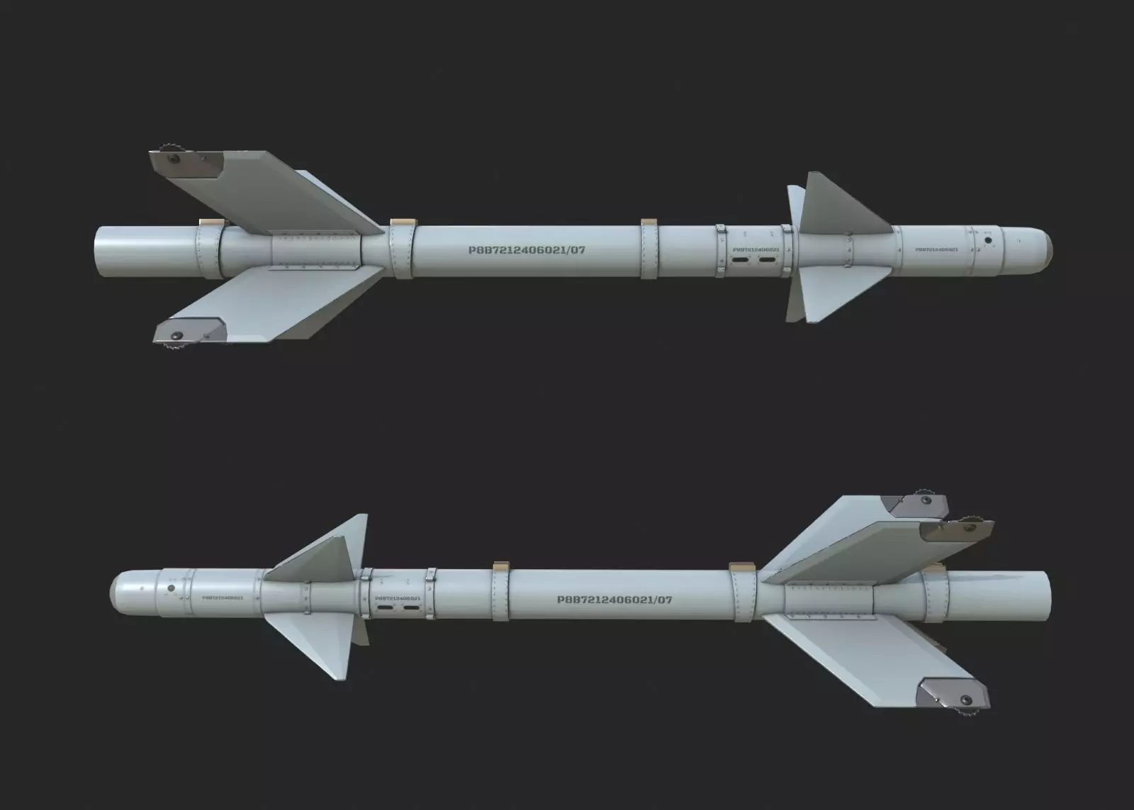 Chinese PL8 Infrared guided Air-to-Air missile PL-8 Low-poly 3D model_0