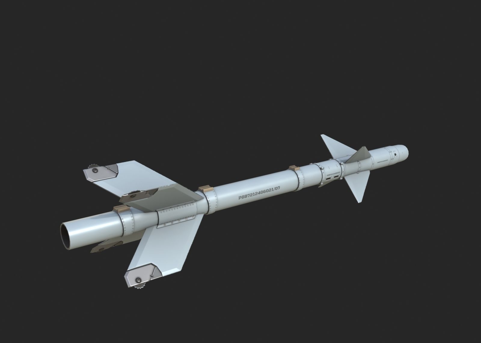 Chinese PL8 Infrared guided Air-to-Air missile PL-8 Low-poly 3D model_3