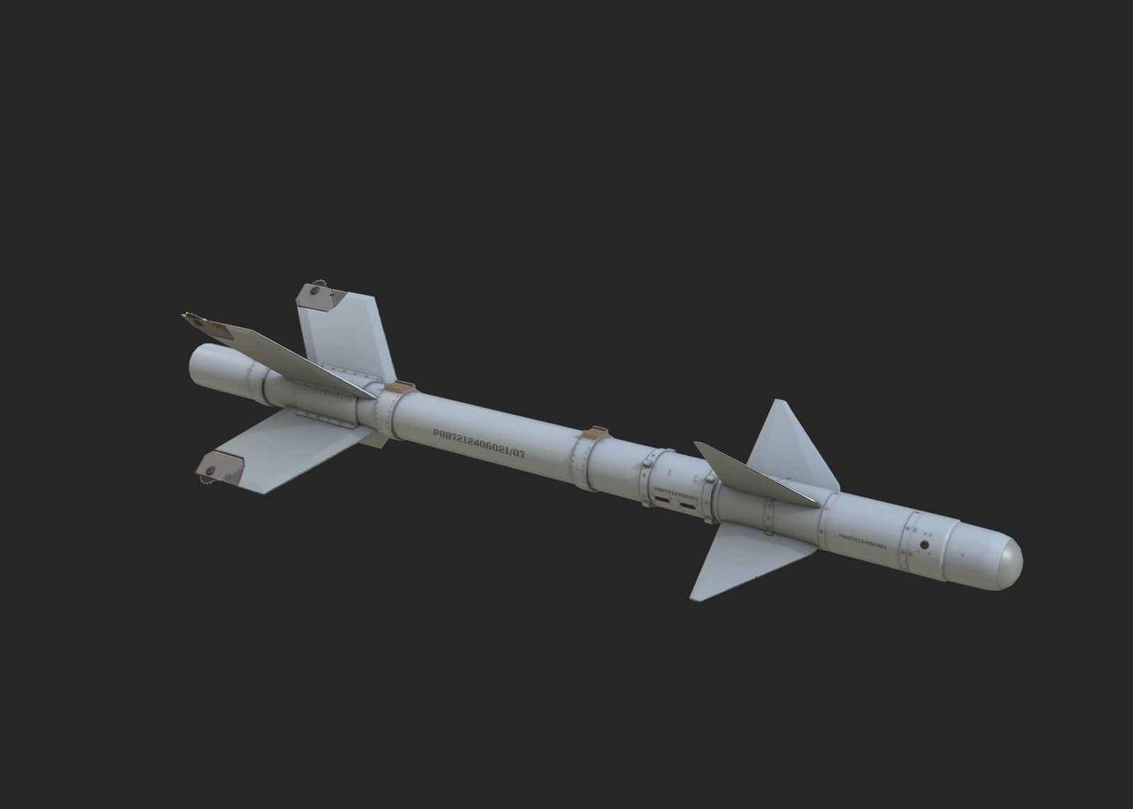 Chinese PL8 Infrared guided Air-to-Air missile PL-8 Low-poly 3D model_2