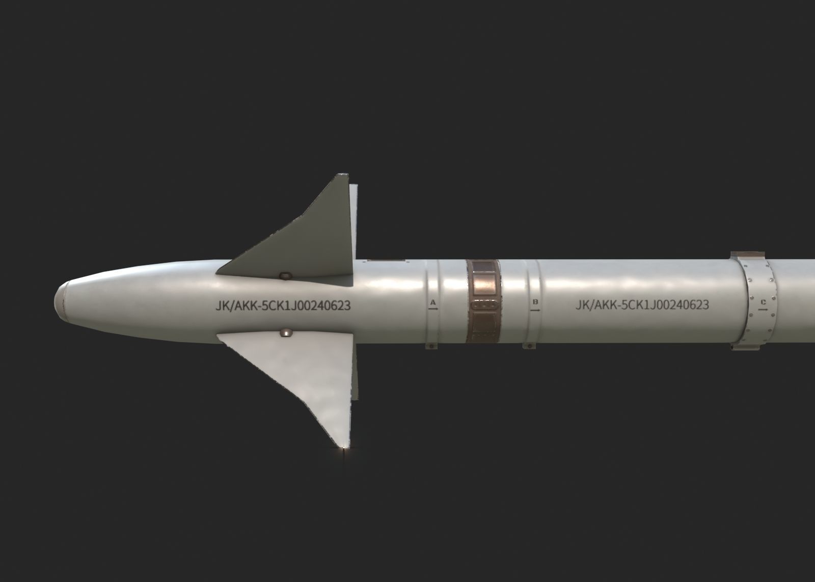 Chinese PL5 Infrared guided Air-to-Air missile PL-5 Low-poly 3D model_7