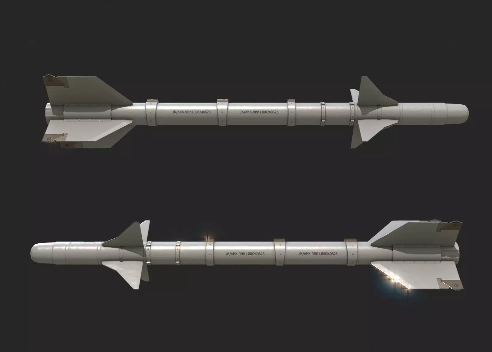 Chinese PL9 Infrared guided Air-to-Air missile PL-9 Low-poly 3D model_0