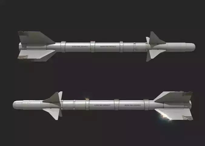 Chinese PL9 Infrared guided Air-to-Air missile PL-9 Low-poly 3D model