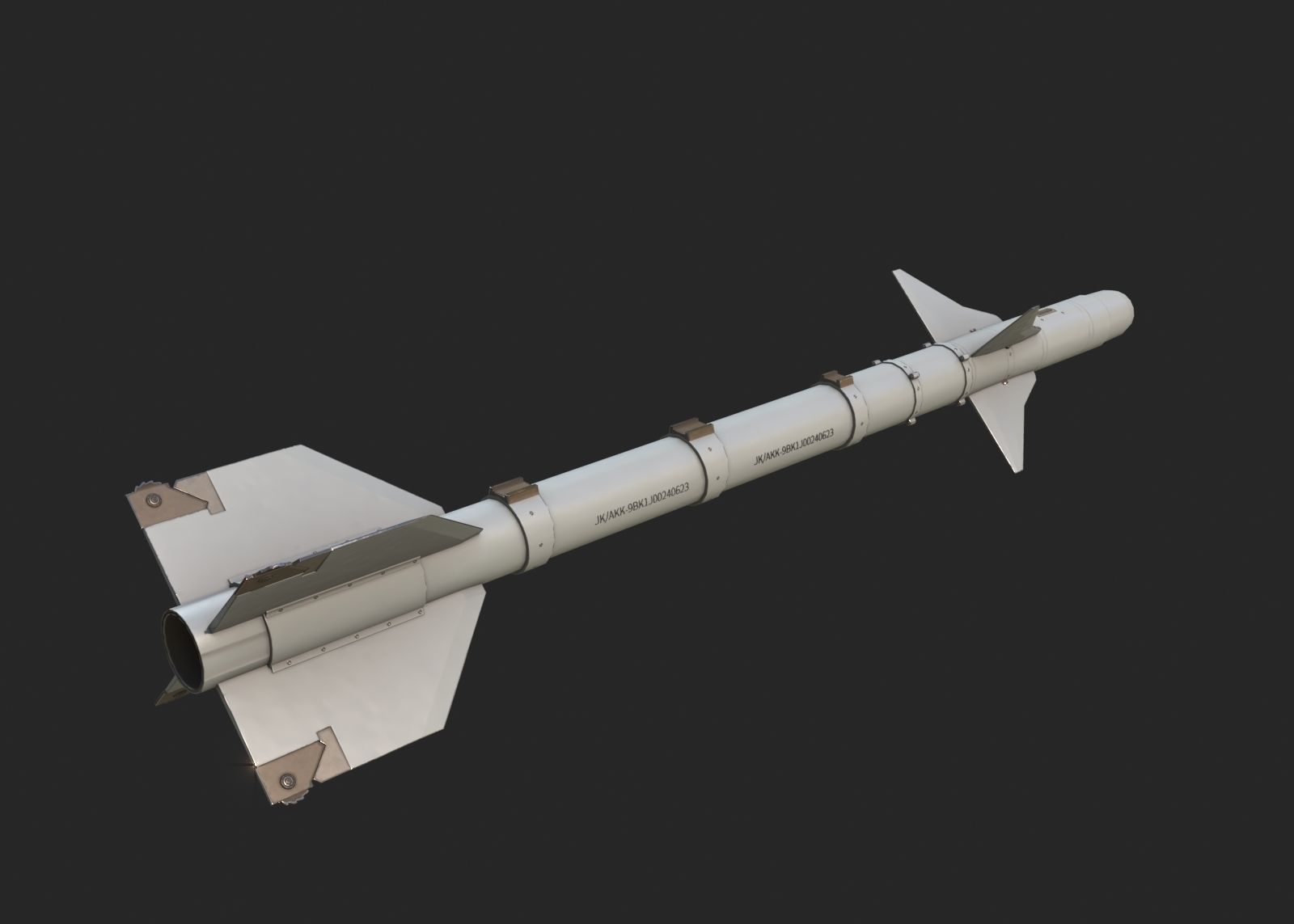 Chinese PL9 Infrared guided Air-to-Air missile PL-9 Low-poly 3D model_2