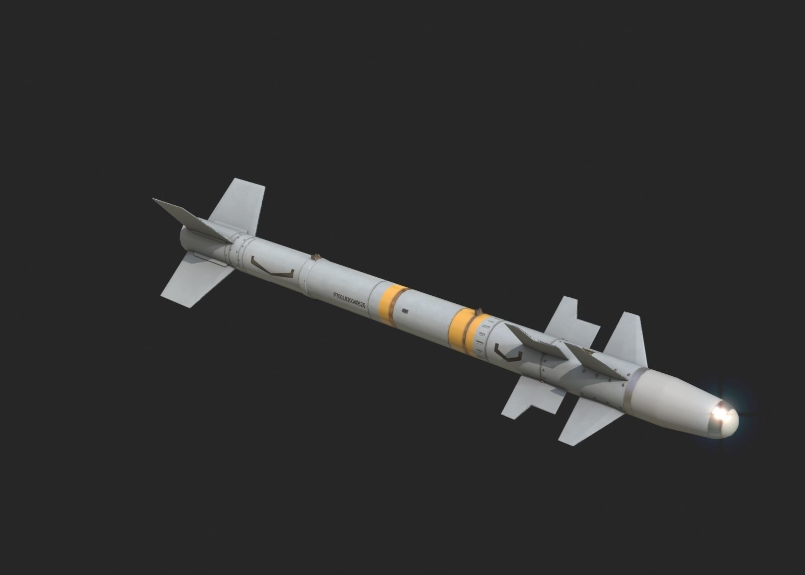 Chinese PL7 Infrared guided Air-to-Air missile PL-7 Low-poly 3D model_2