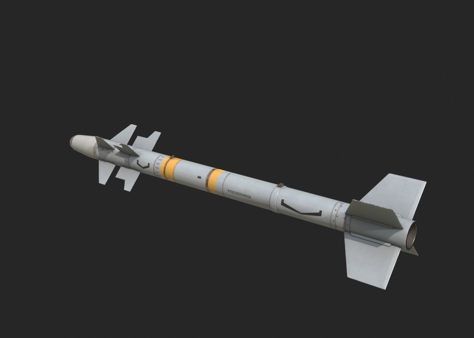 Chinese PL7 Infrared guided Air-to-Air missile PL-7 Low-poly 3D model_4