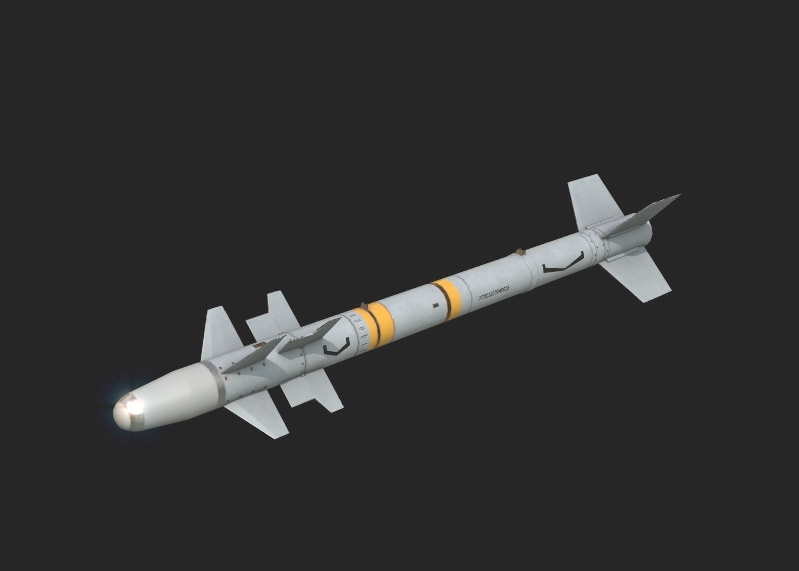 Chinese PL7 Infrared guided Air-to-Air missile PL-7 Low-poly 3D model_1