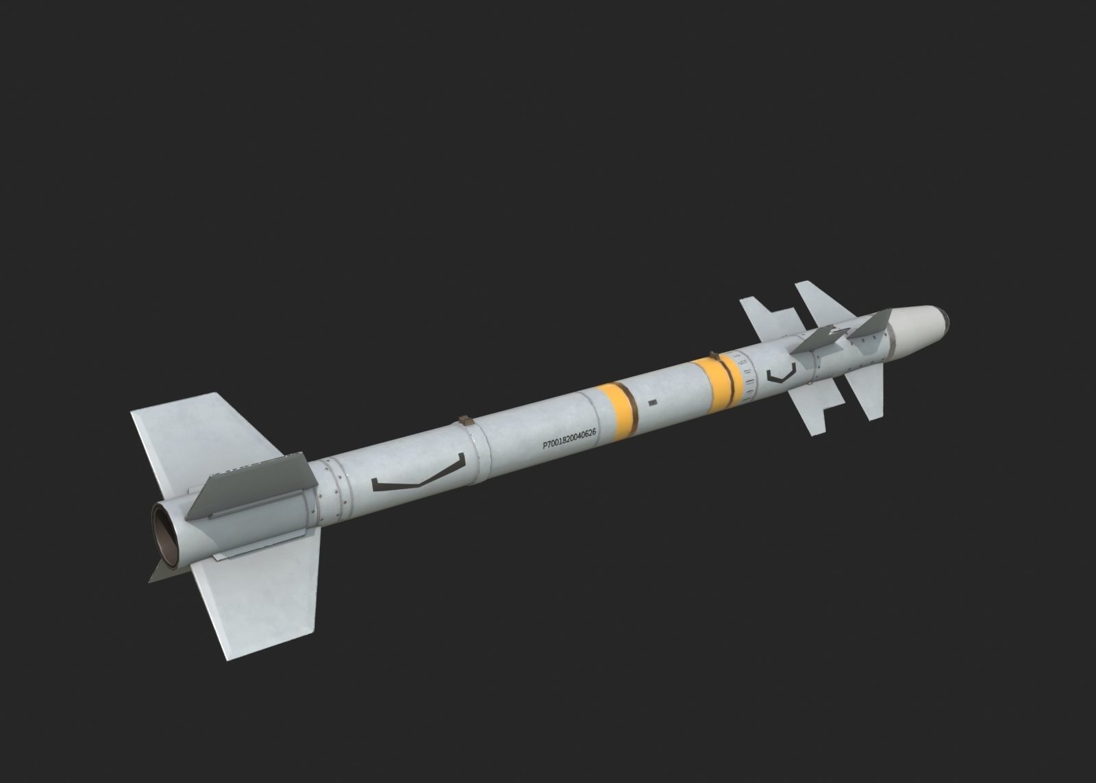 Chinese PL7 Infrared guided Air-to-Air missile PL-7 Low-poly 3D model_3