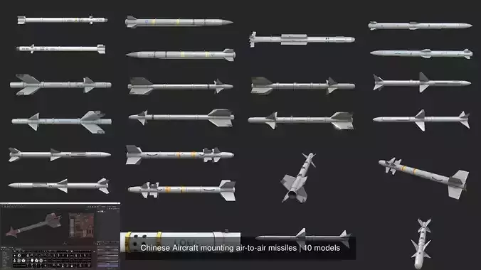 Chinese Aircraft mounting air-to-air missiles 3D Model Collection