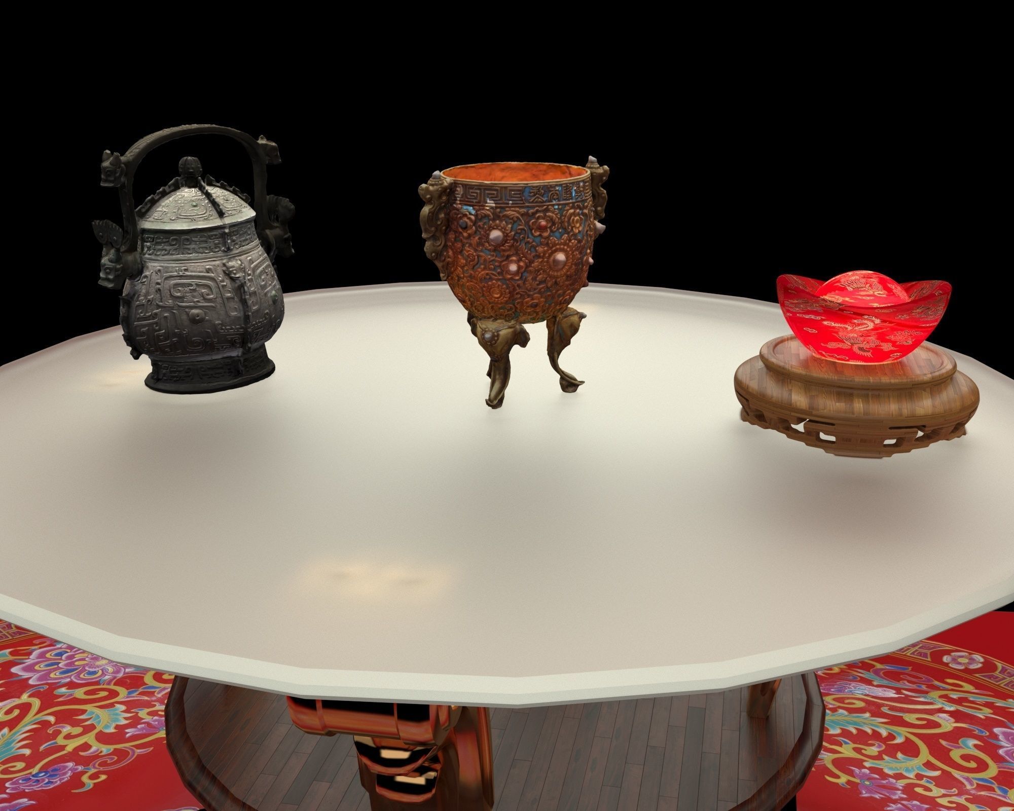 Chinese wine vessel and cup  3D model_3