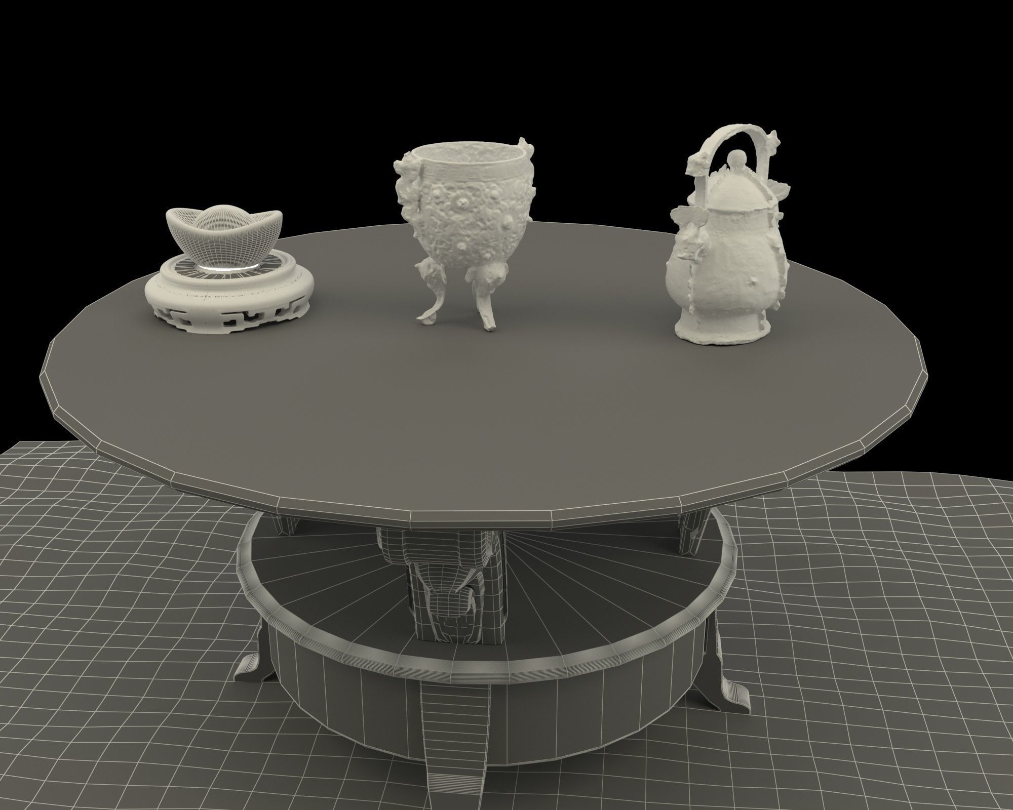 Chinese wine vessel and cup  3D model_6