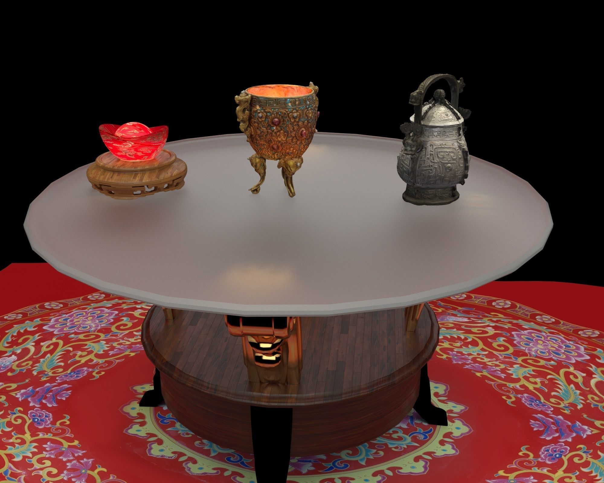 Chinese wine vessel and cup  3D model_4