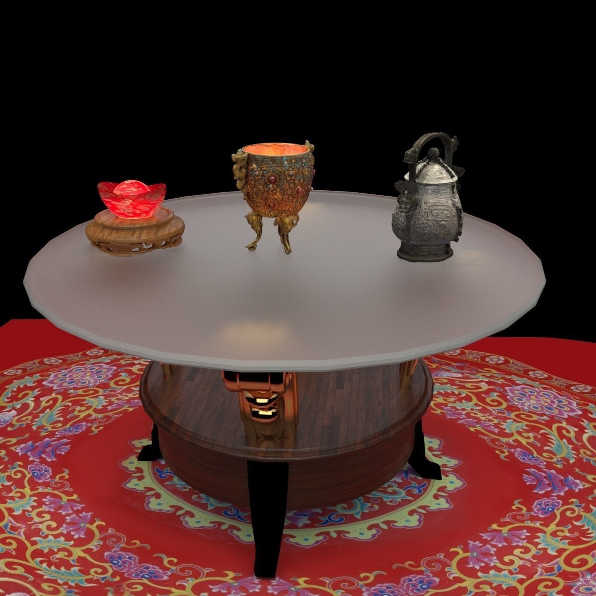 Chinese wine vessel and cup  3D model_5