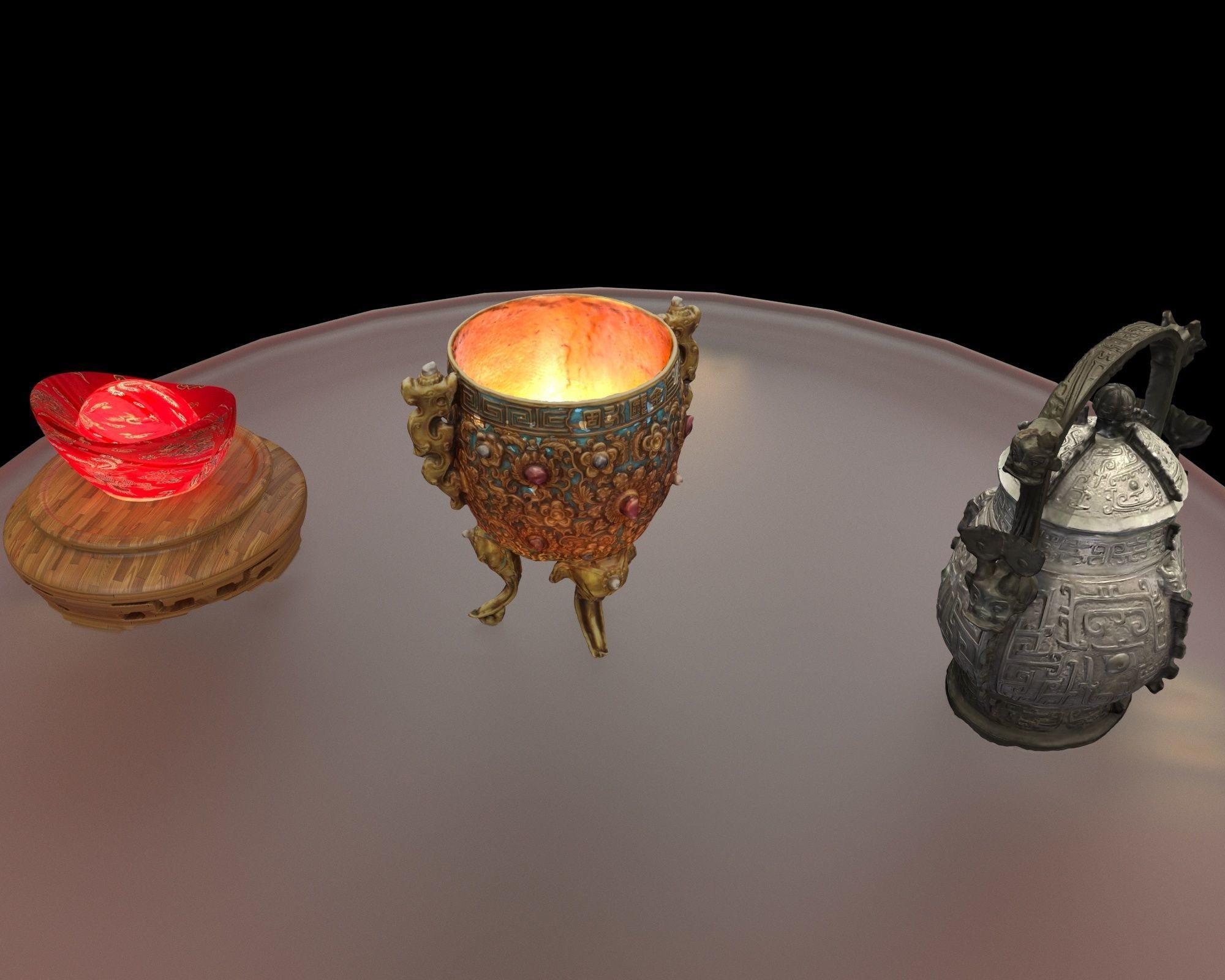 Chinese wine vessel and cup  3D model_2