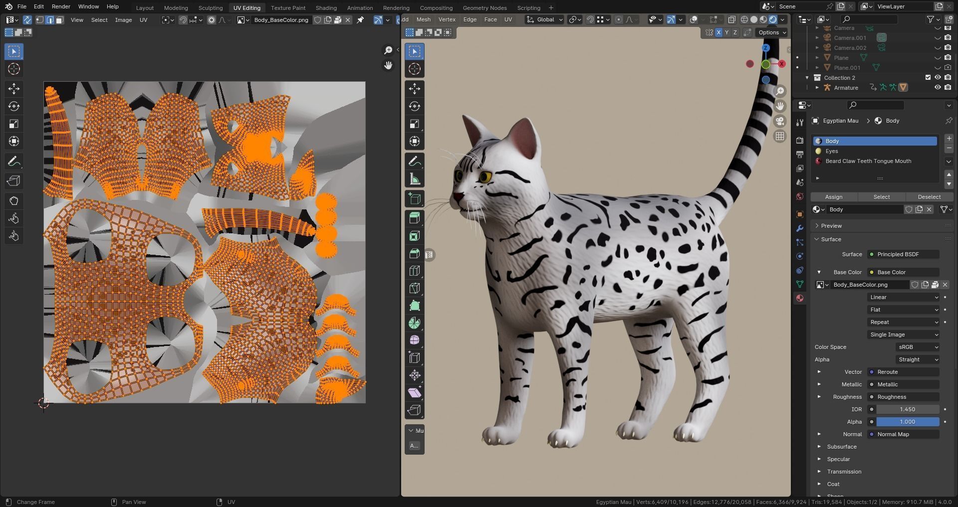 Low poly - Stylized cats - Egyptian Mau Cat Low-poly 3D model_11