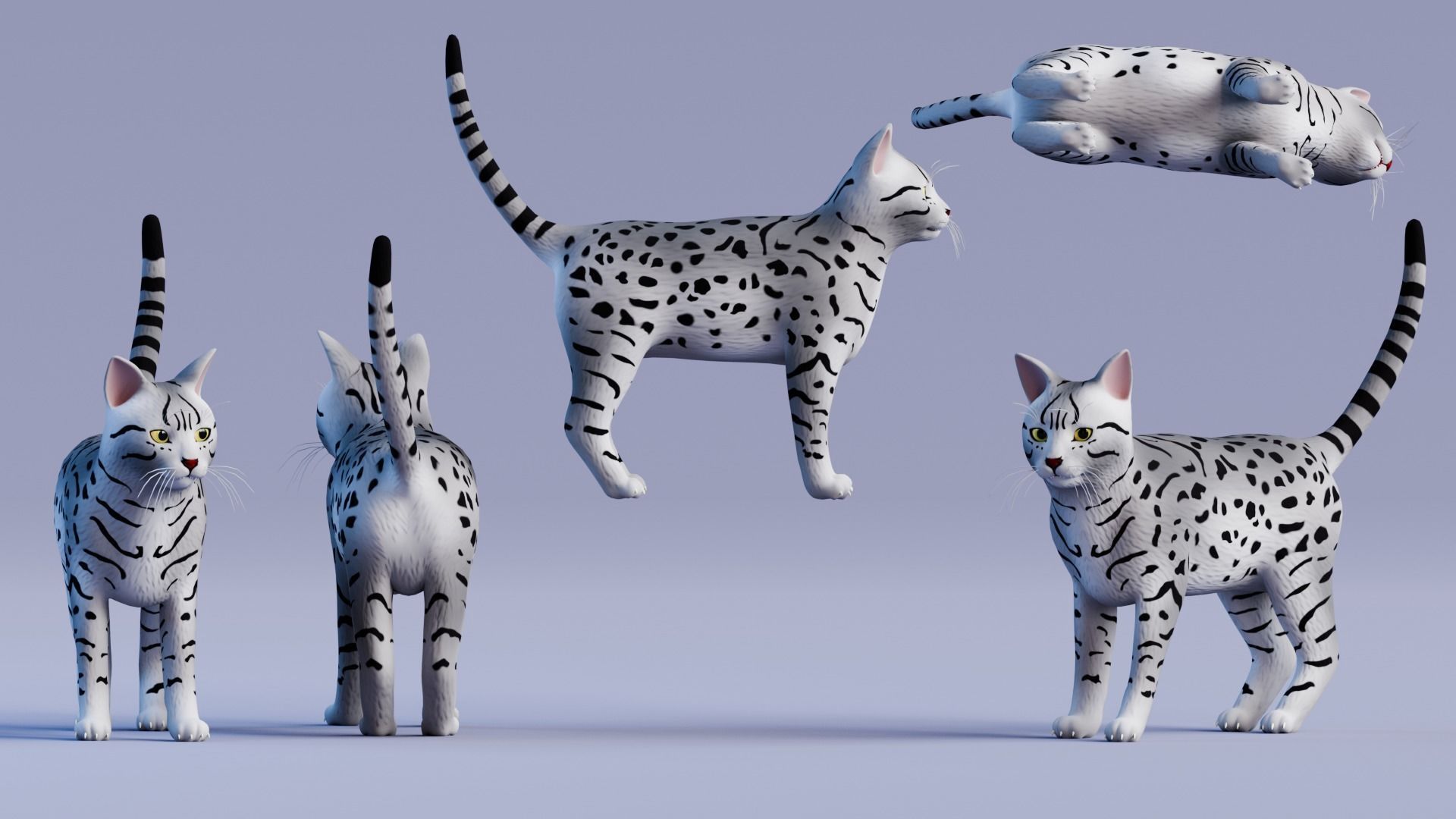 Low poly - Stylized cats - Egyptian Mau Cat Low-poly 3D model_4