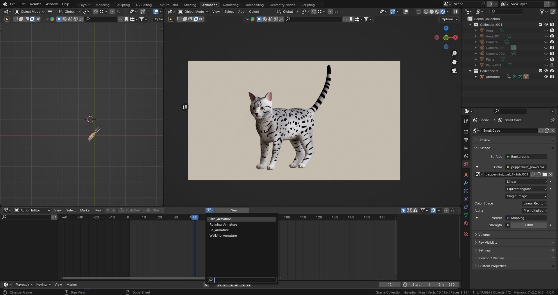 Low poly - Stylized cats - Egyptian Mau Cat Low-poly 3D model_5