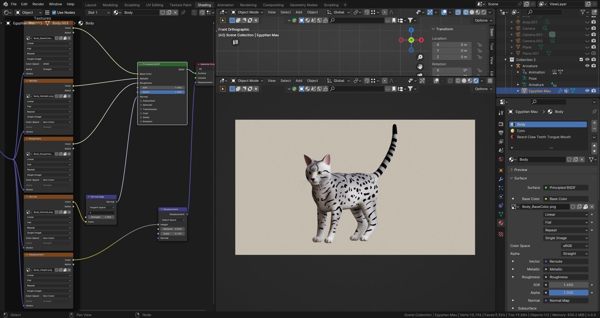 Low poly - Stylized cats - Egyptian Mau Cat Low-poly 3D model_9