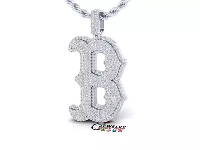 Custom Boston B Pendant Boston Baseball Team City Necklace  3D print model