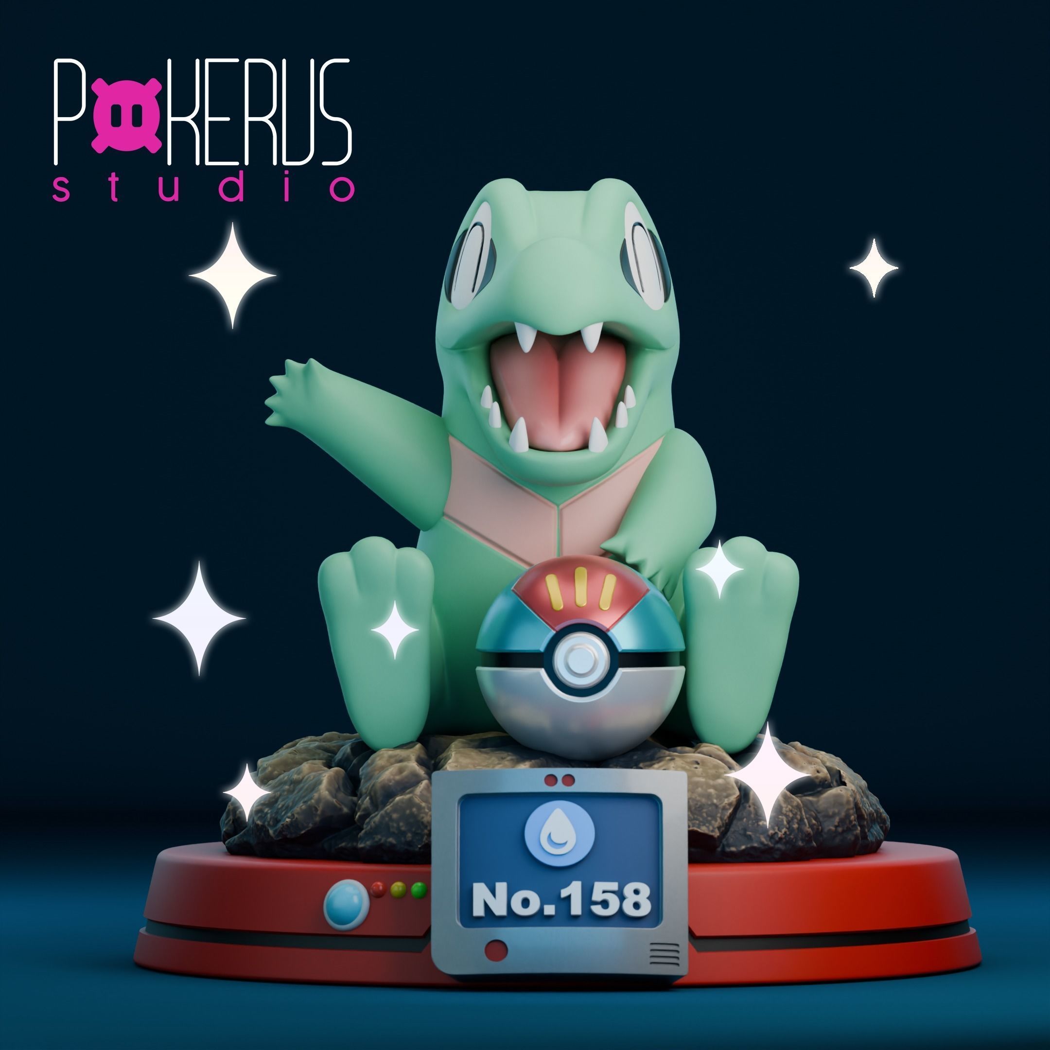 Totodile Statue 3D print model_1