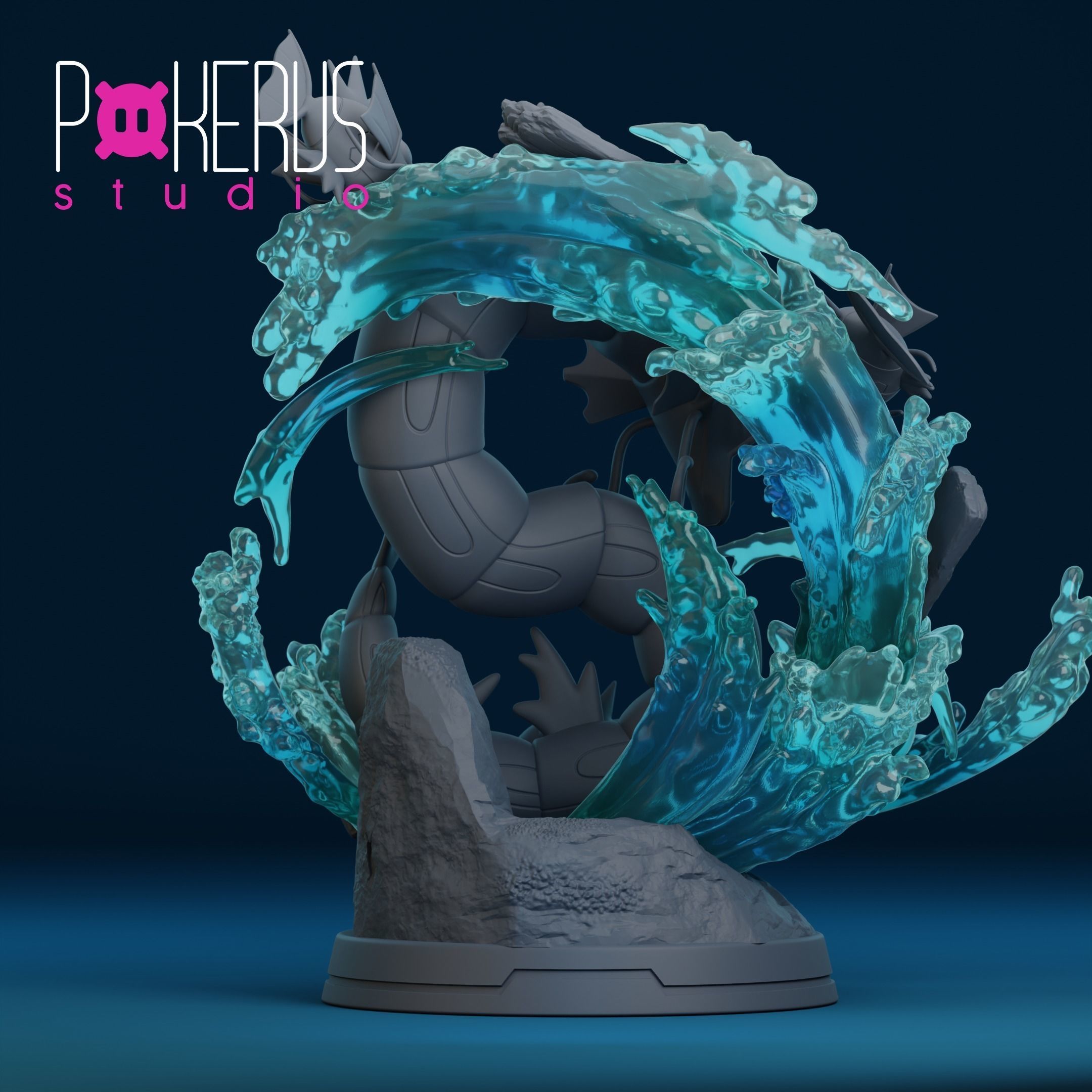 Gyarados and Magikarp Statue 3D print model_8