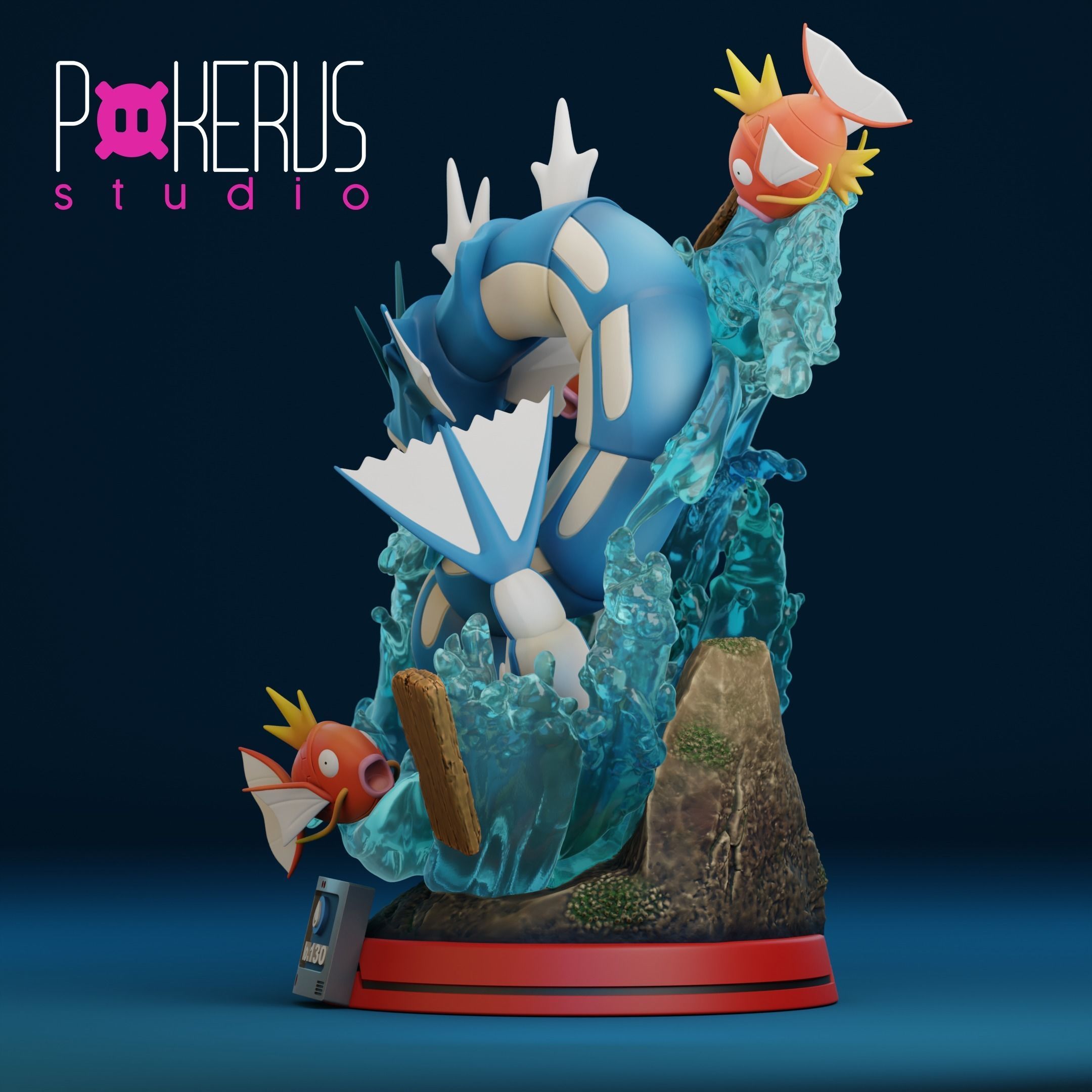 Gyarados and Magikarp Statue 3D print model_2