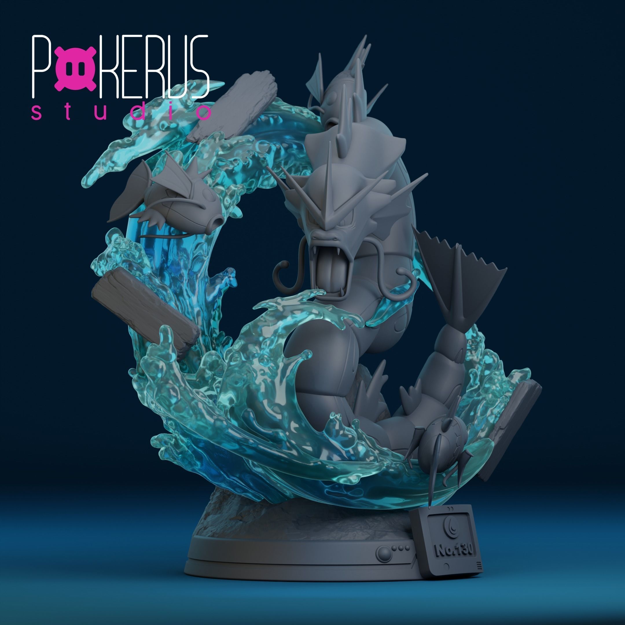 Gyarados and Magikarp Statue 3D print model_7