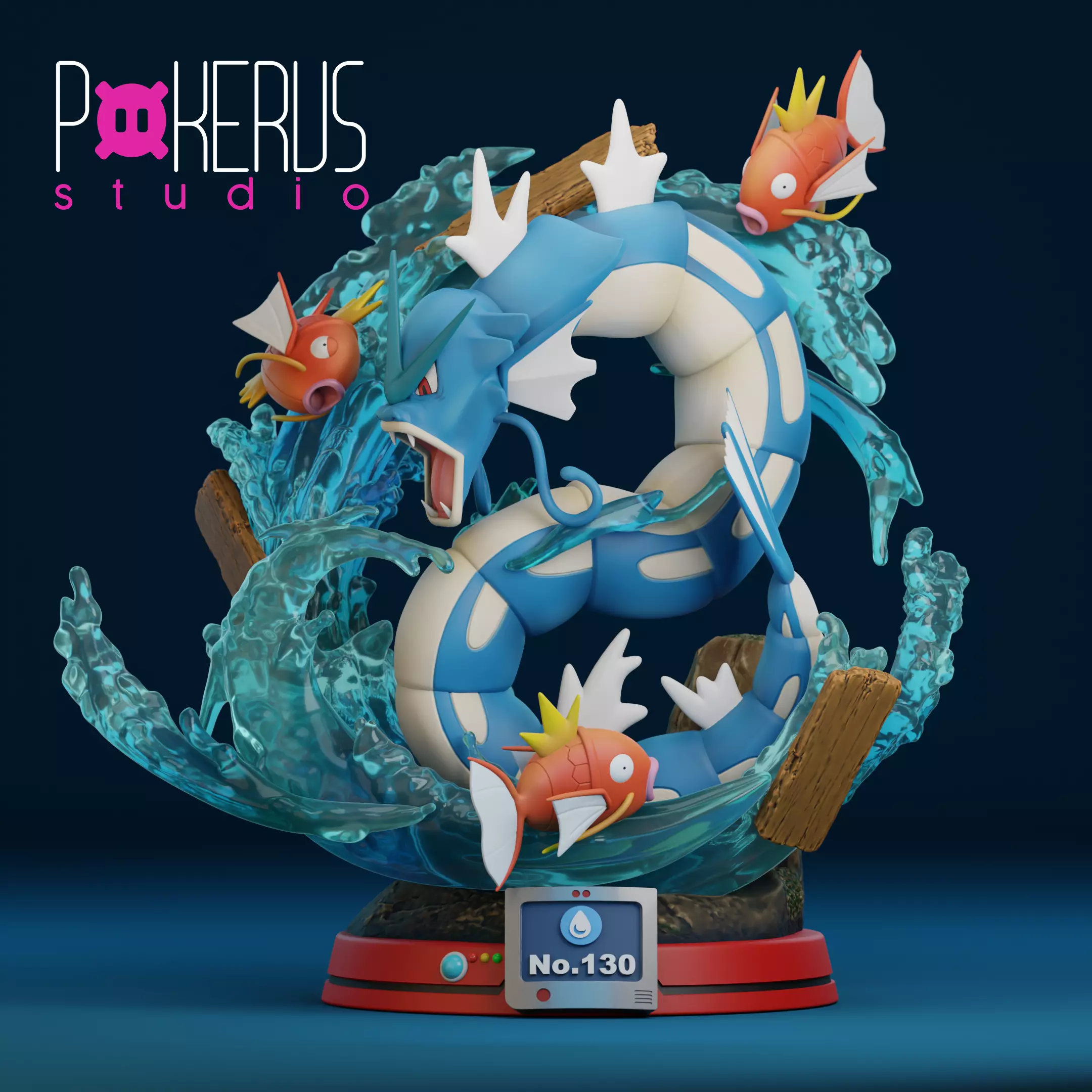 Gyarados and Magikarp Statue 3D print model_0