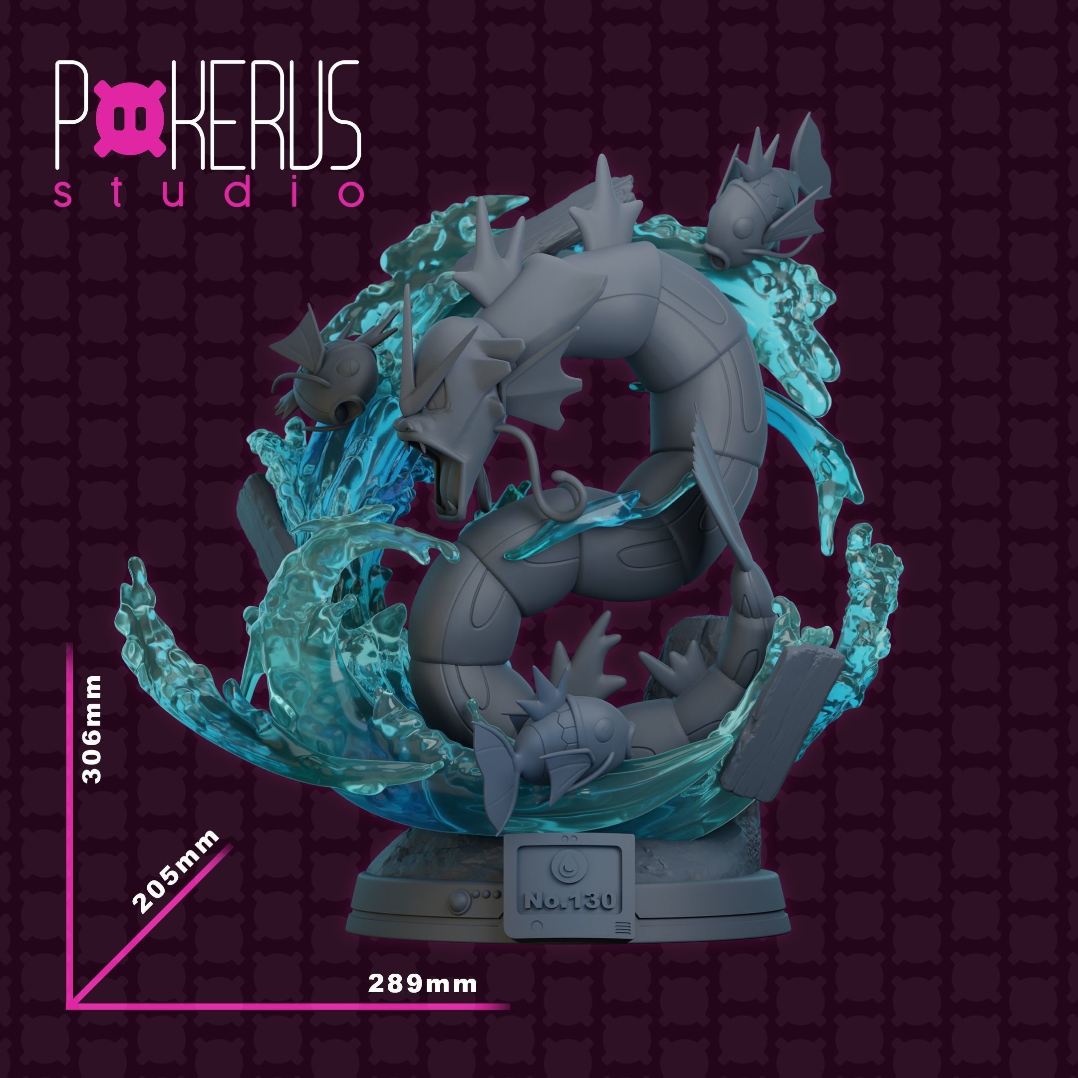 Gyarados and Magikarp Statue 3D print model_9