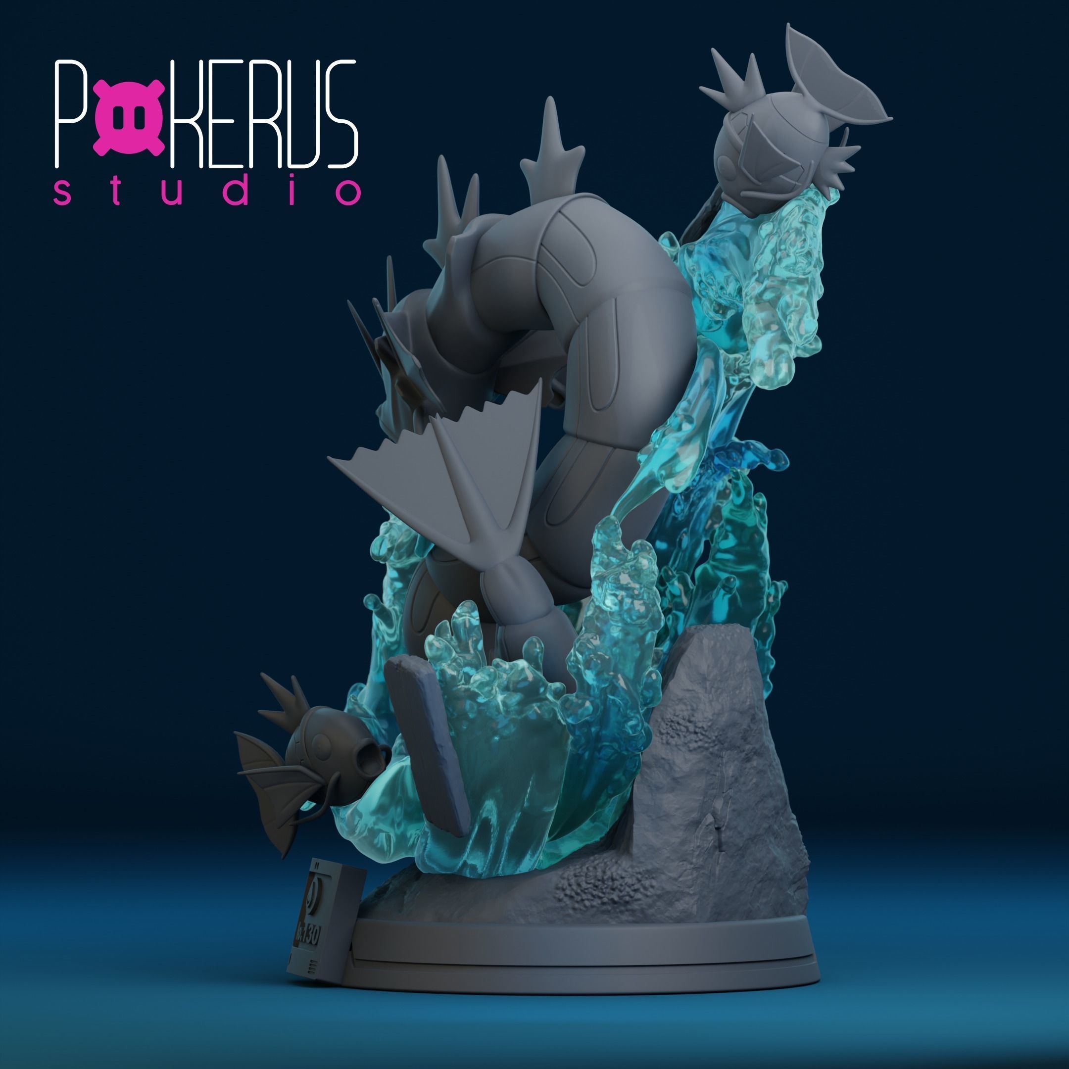 Gyarados and Magikarp Statue 3D print model_6