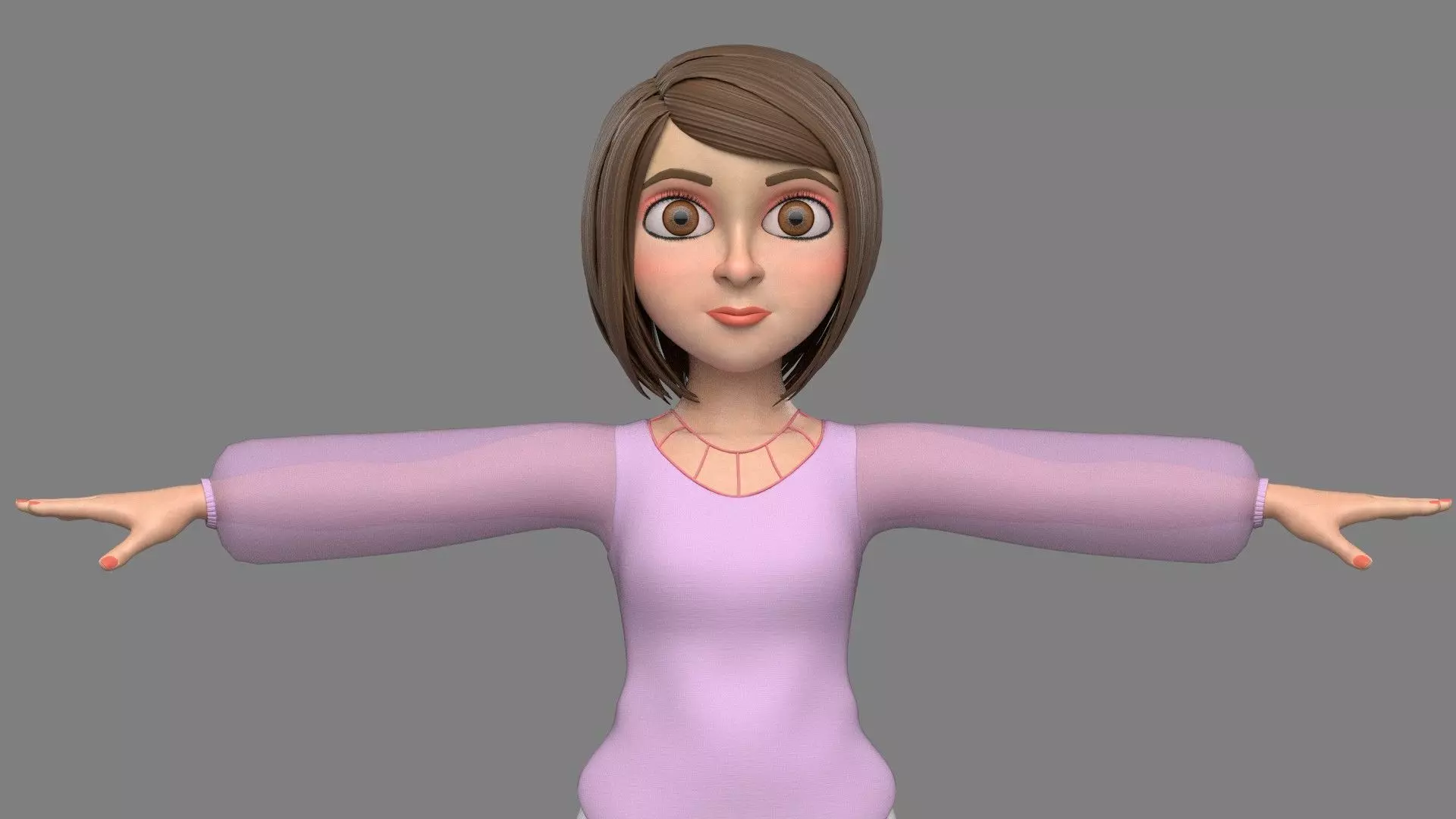 Cartoon Woman Character LORA without RIG Low-poly 3D model