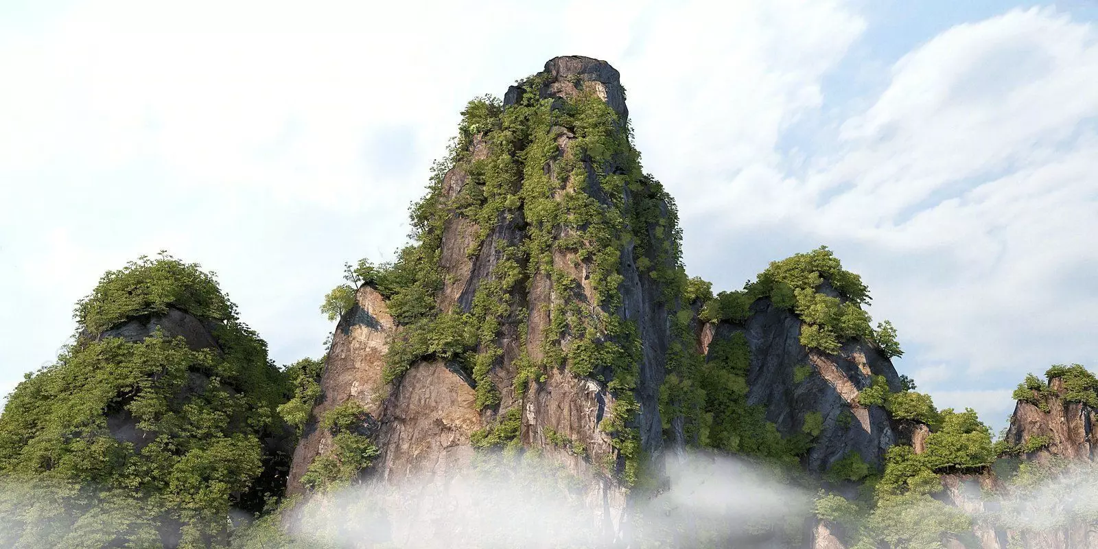 Mountain forest natural landscape 3D model_0