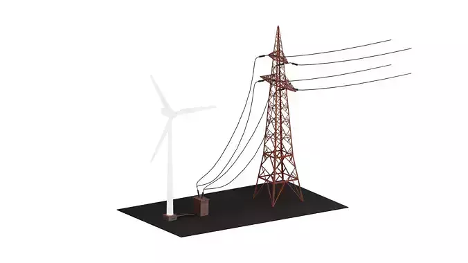 Wind Turbine Energy Animated 3D Model 3D model