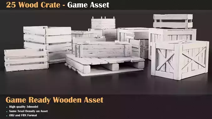 25 Wood Crate - Game Asset  
