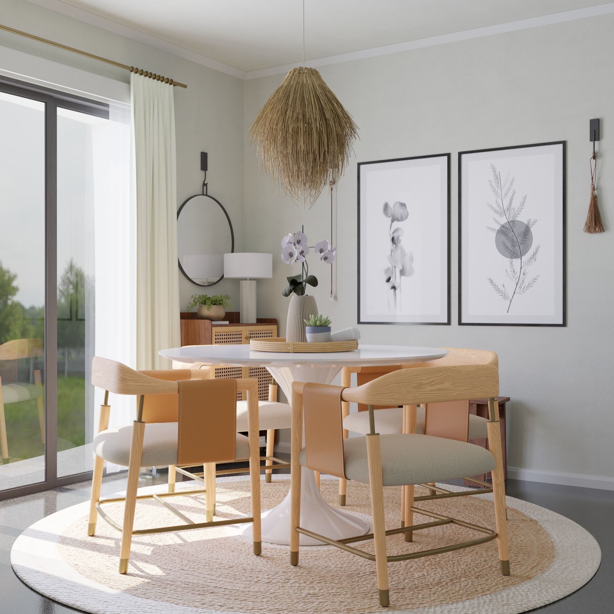 Rustic Dining Area Blender Scene 3D model_1