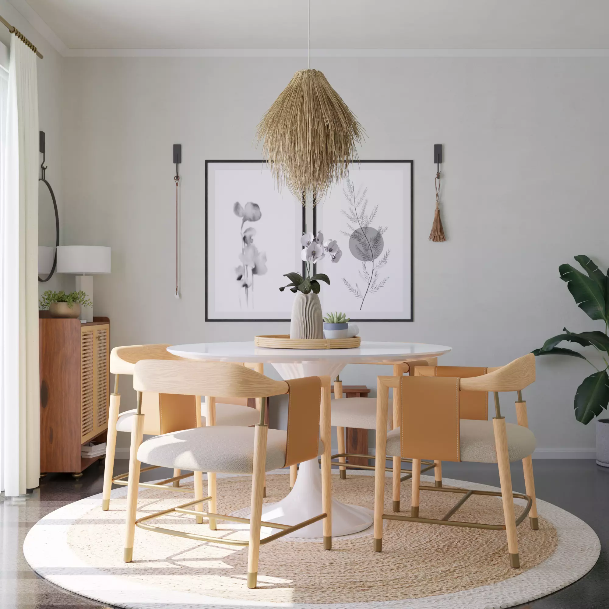 Rustic Dining Area Blender Scene 3D model_0