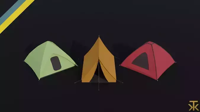 Cartoon tents Polygonal Style