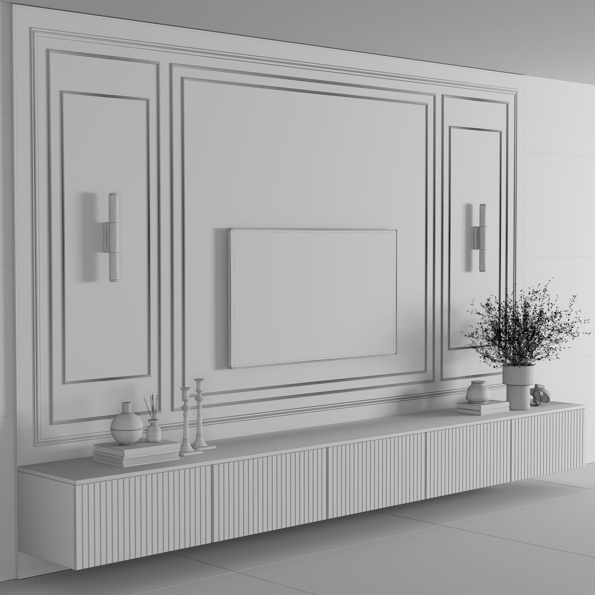 Tv Wall Set 10 3D model_4
