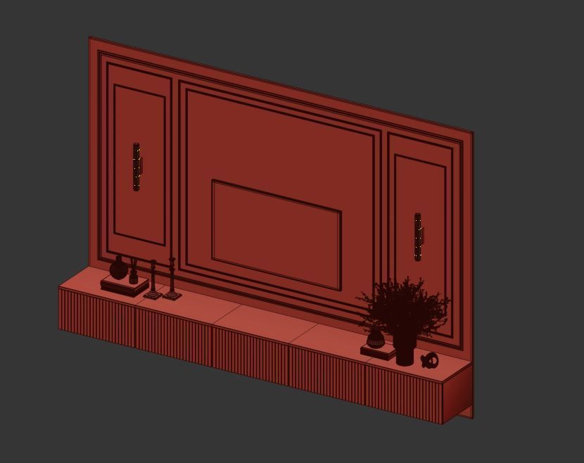 Tv Wall Set 10 3D model_15
